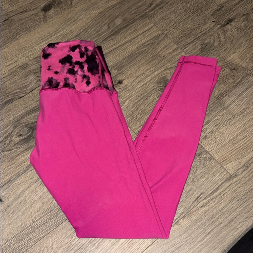 Lululemon Athletica Pink Leggings with Patterned Waistband